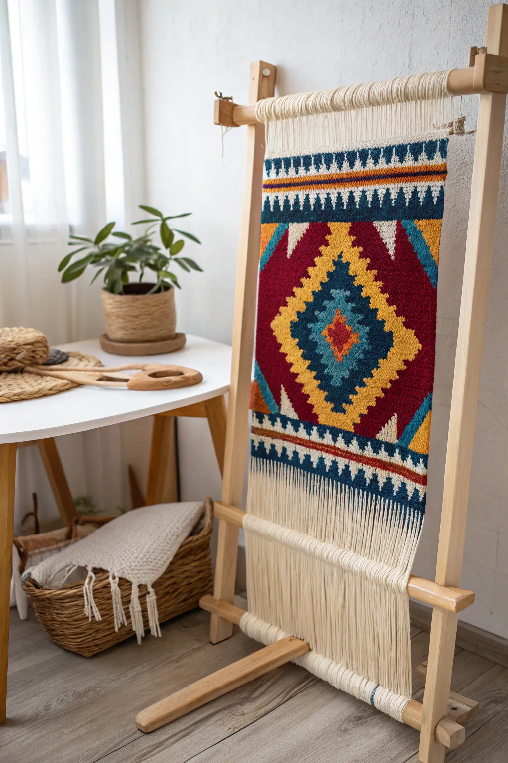 Infuse your space with vibrant charm and artisanal elegance through bold loom weaving patterns.