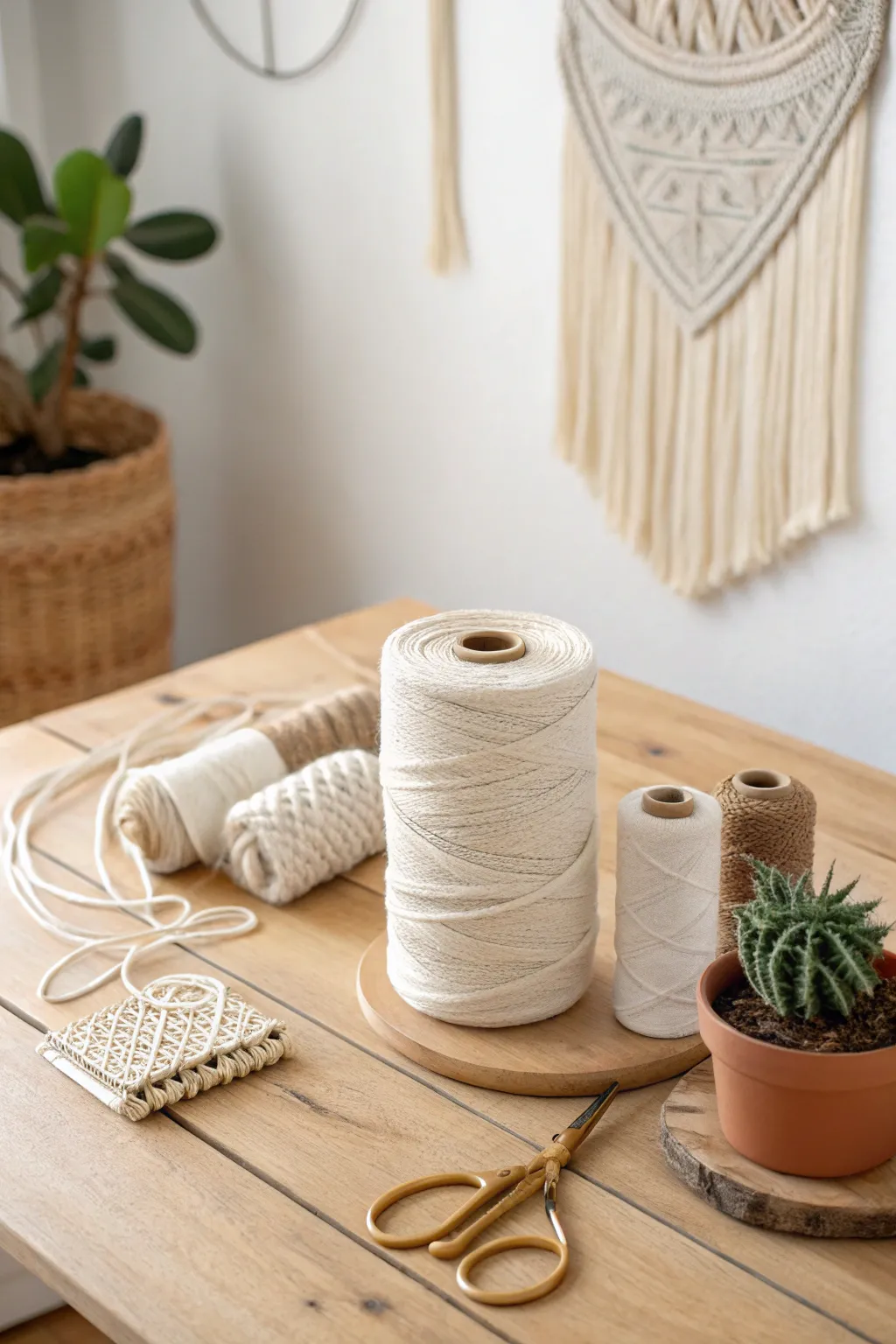Transform your kitchen table into a chic macrame workstation, embracing simplicity and style. #CraftCorner #ScandiBoho