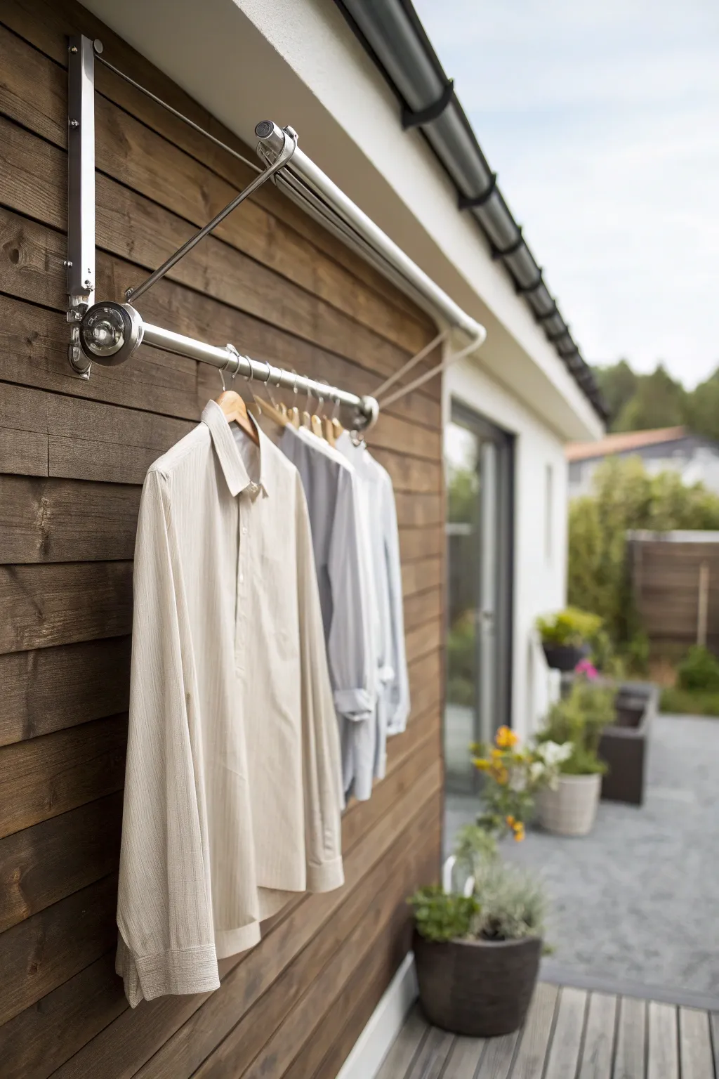 Space-saving elegance: the retractable clothesline that combines functionality with style.