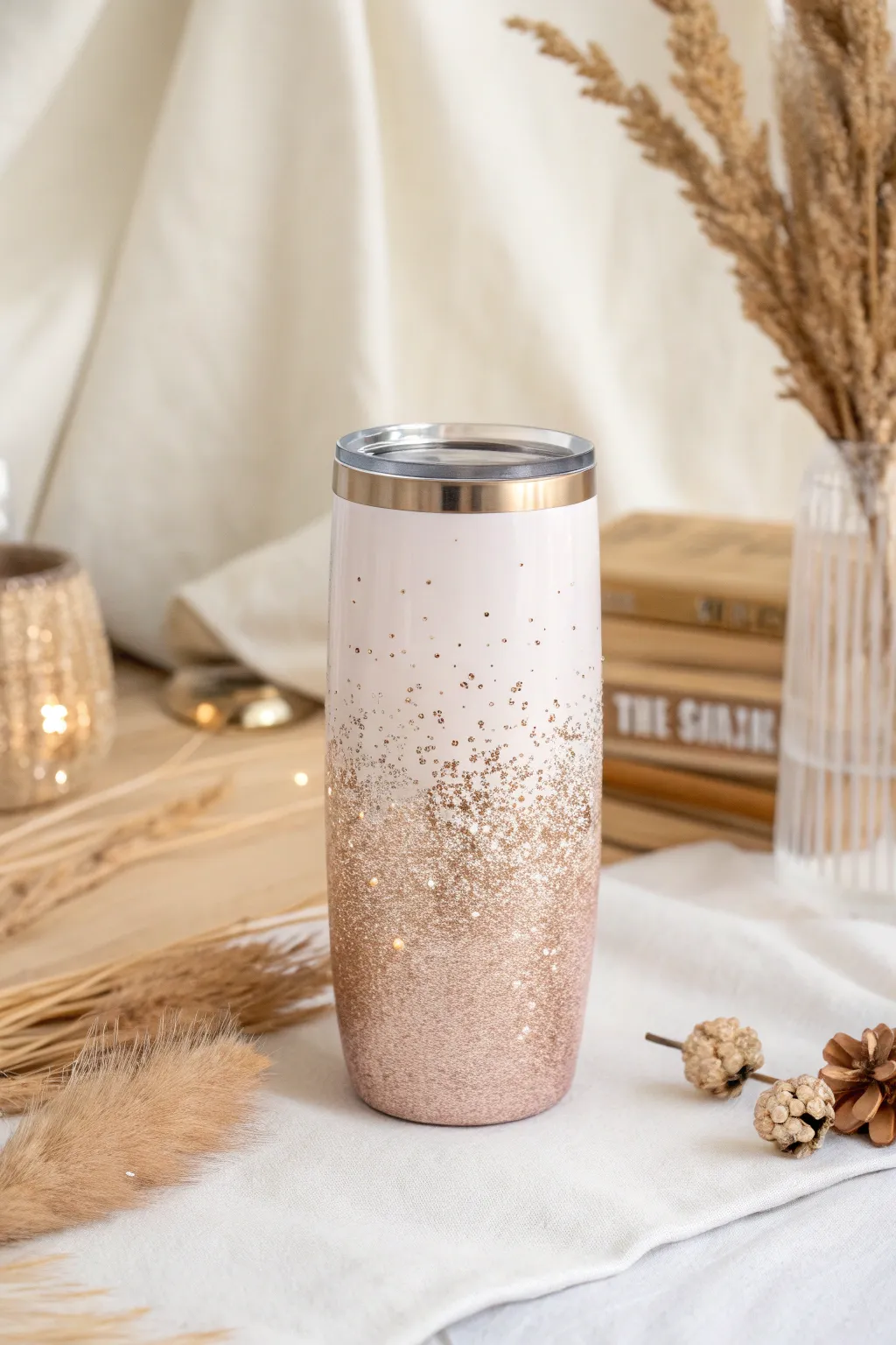Add a touch of magic to your sip with this sparkling glitter tumbler, perfect for the minimalist boho soul.