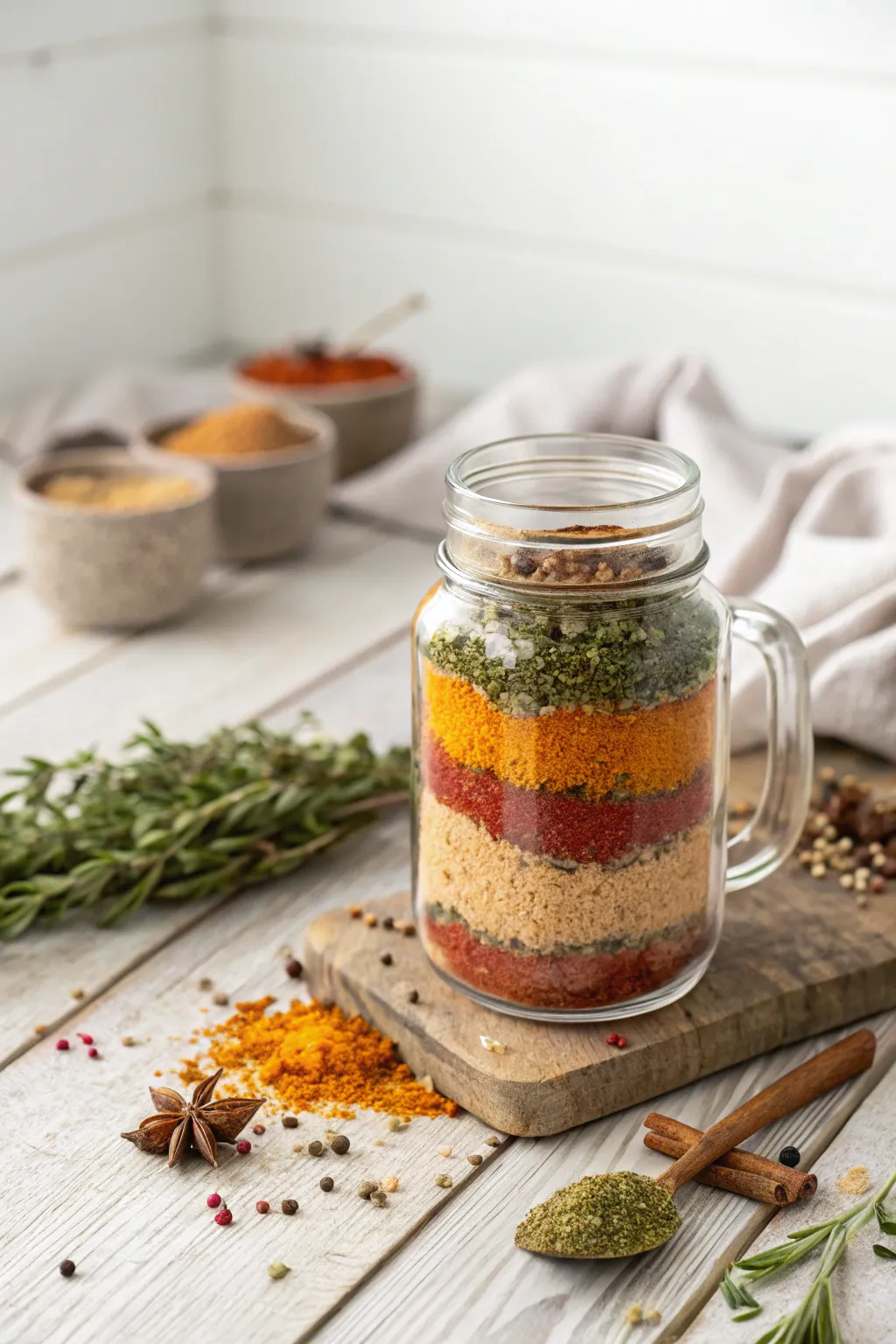 Elevate your culinary creations with these handcrafted spice blends, beautifully presented in a classic mason jar.