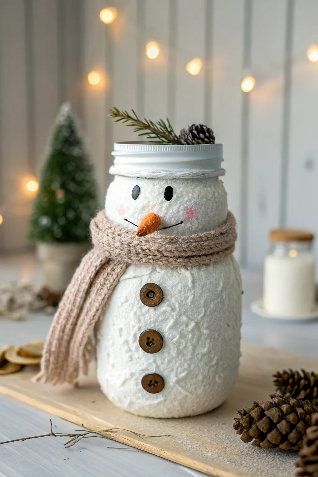 Embrace the cozy charm of winter with this textured snowman mason jar, a perfect blend of minimalist and boho aesthetics.
