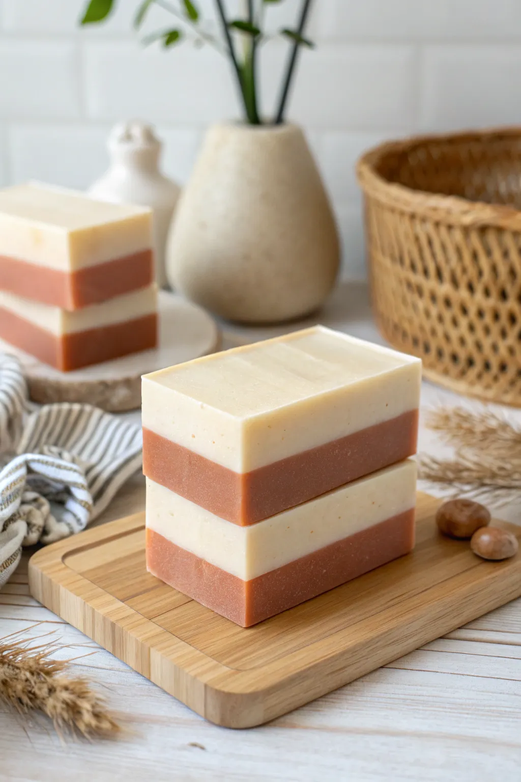 Embrace simplicity and elegance with geometric-layered soap designs - a minimalist masterpiece for your senses.