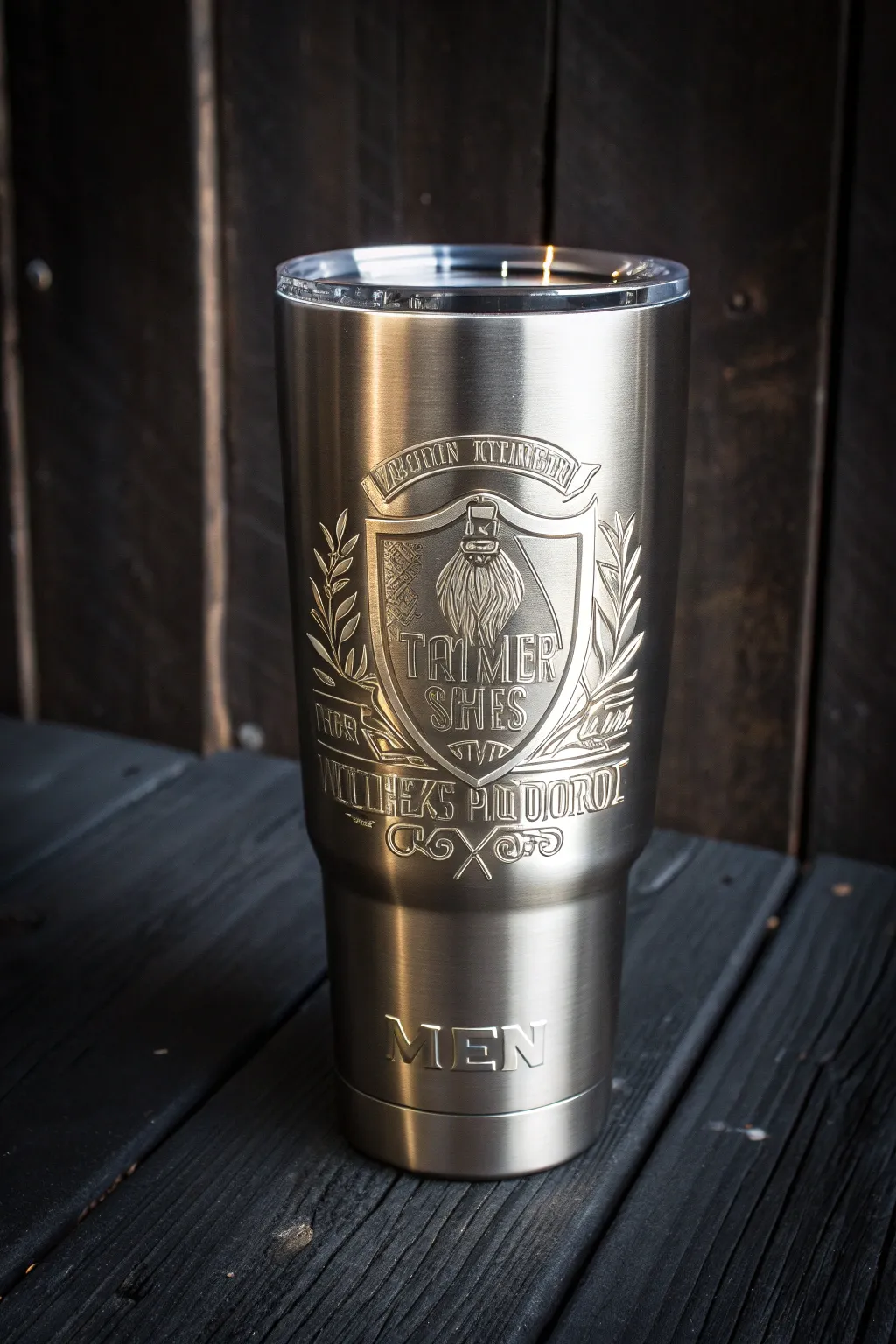 Elevate your drinkware game with this bold and intricately crafted tumbler, perfect for those who value strength and style.