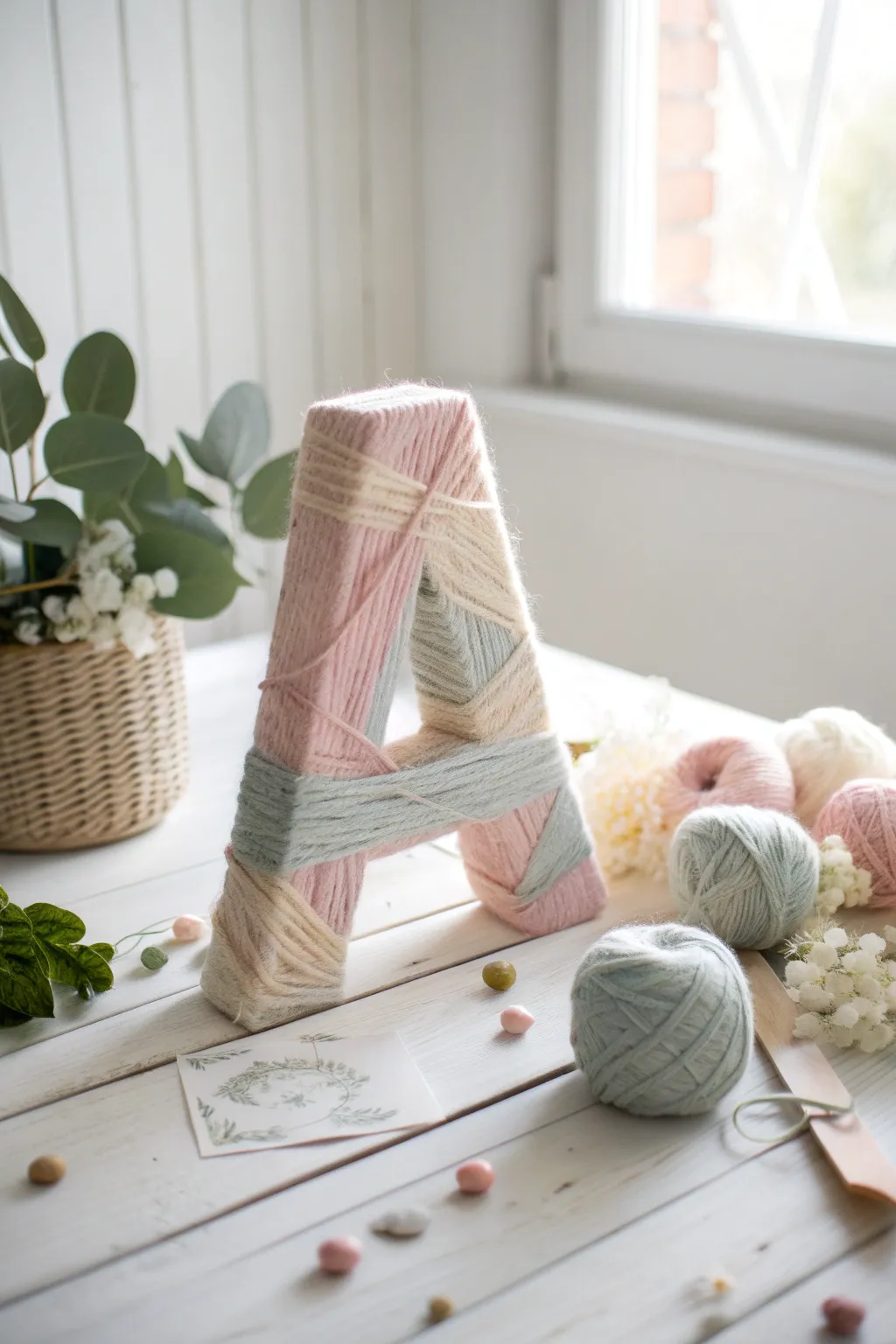 Add a personal touch to your space with cozy yarn-wrapped monograms! 🌿✨ #CraftedWithLove #MinimalistDecor