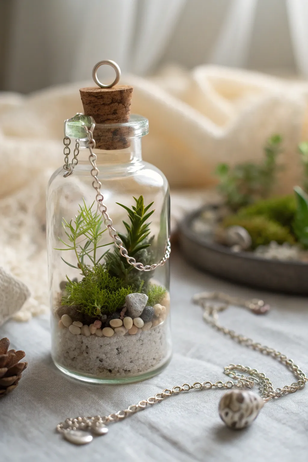 Bring nature's elegance indoors with this charming mini terrarium bottle—effortlessly chic and maintenance-free!
