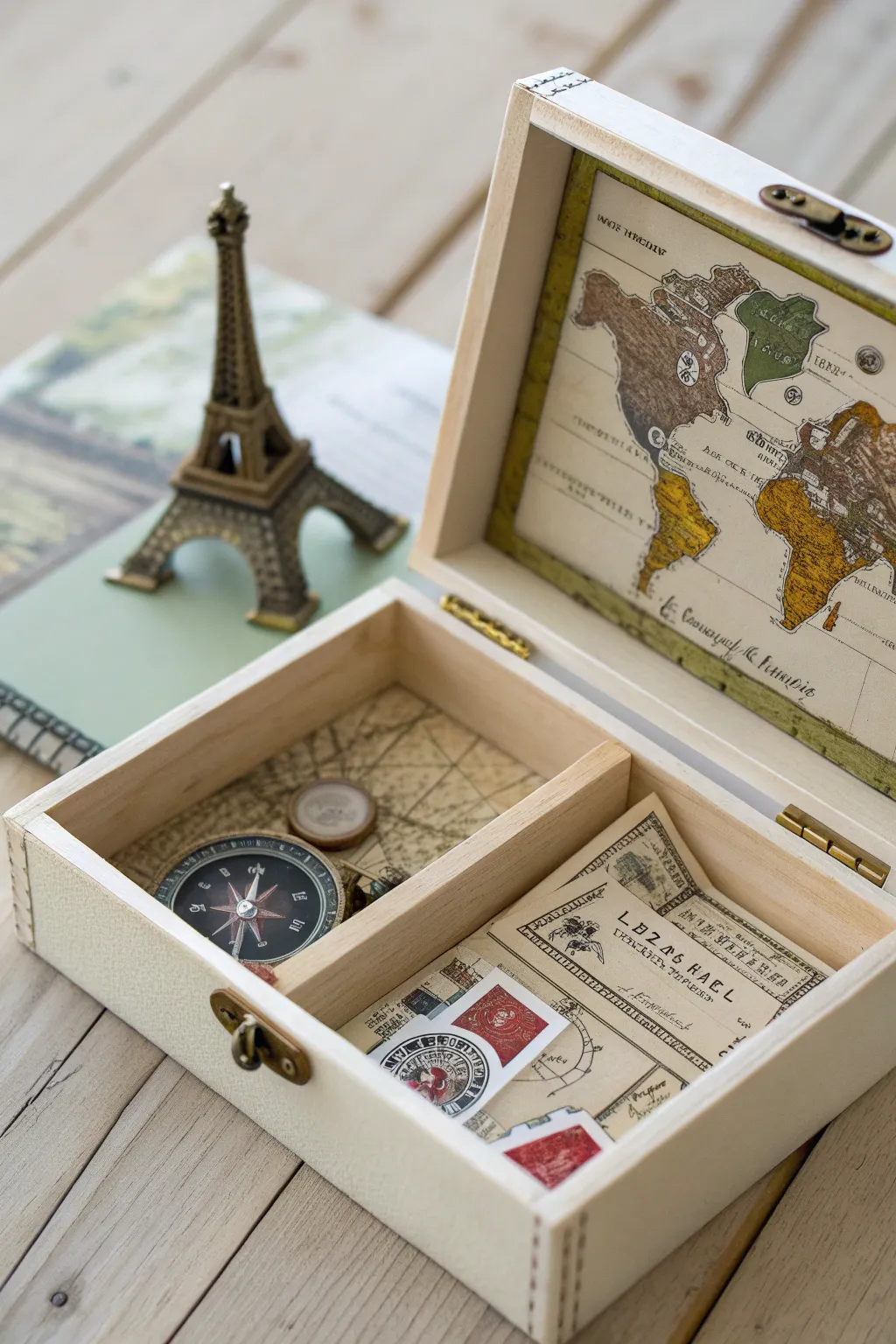 Capture your wanderlust in a vintage keepsake box. 🌍✨