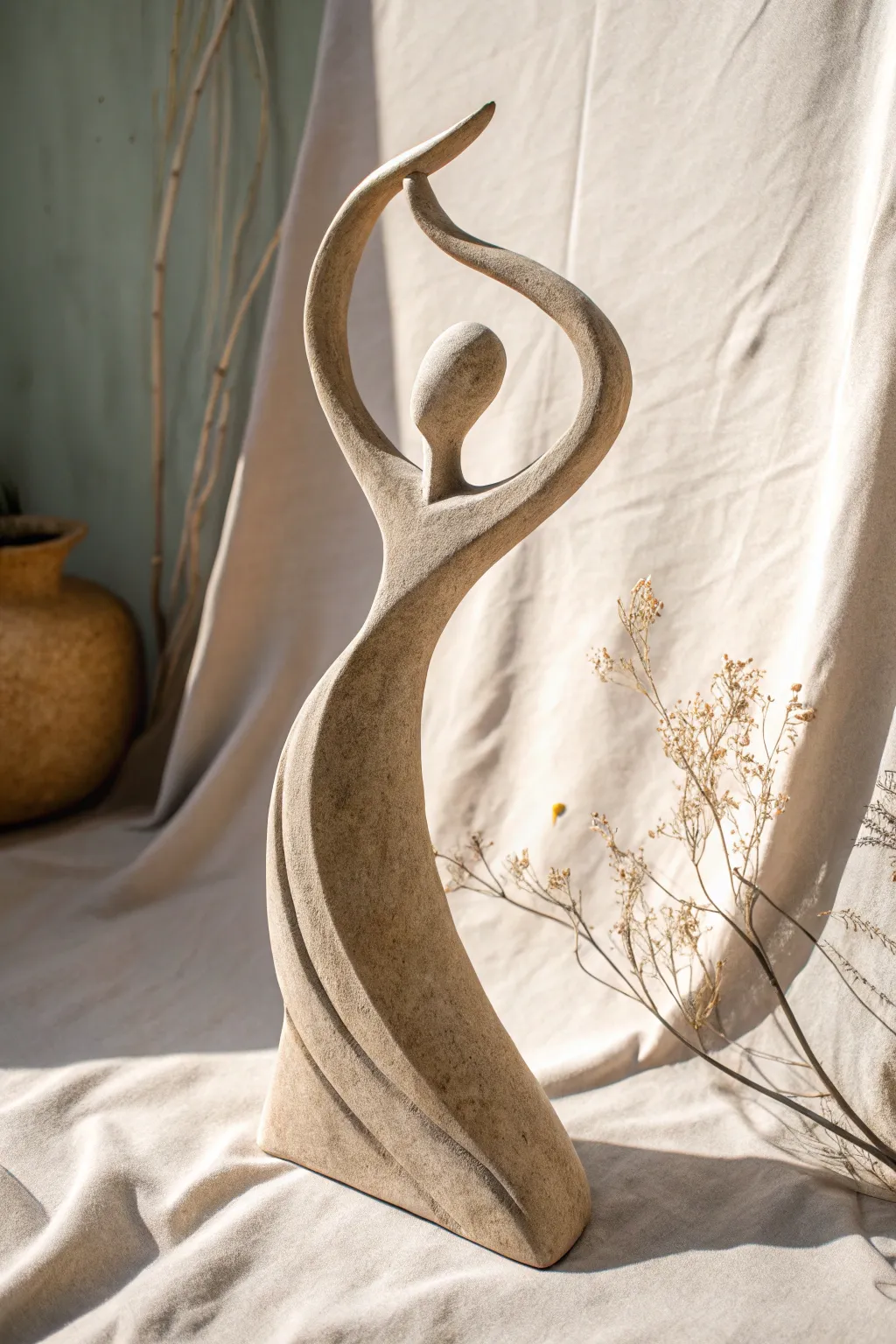 Embrace the art of simplicity with this abstract clay dancer, a perfect blend of motion and minimalism.