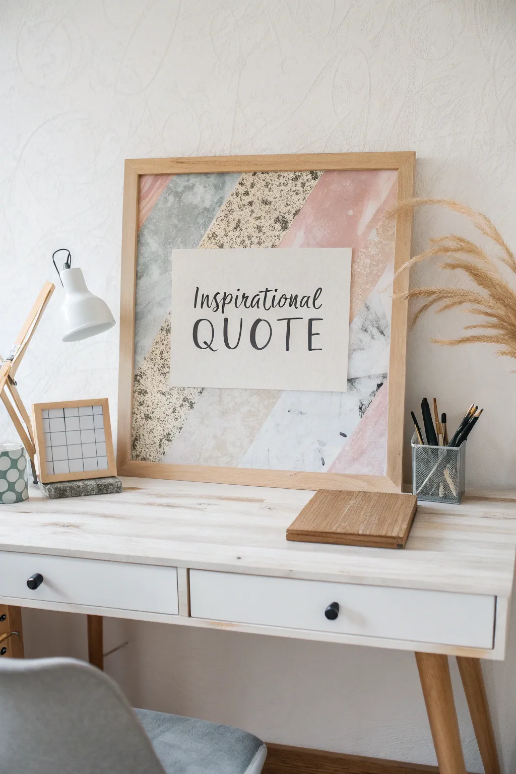 Elevate your space with art that speaks to the soul—where calligraphy meets collage for a touch of inspiration.