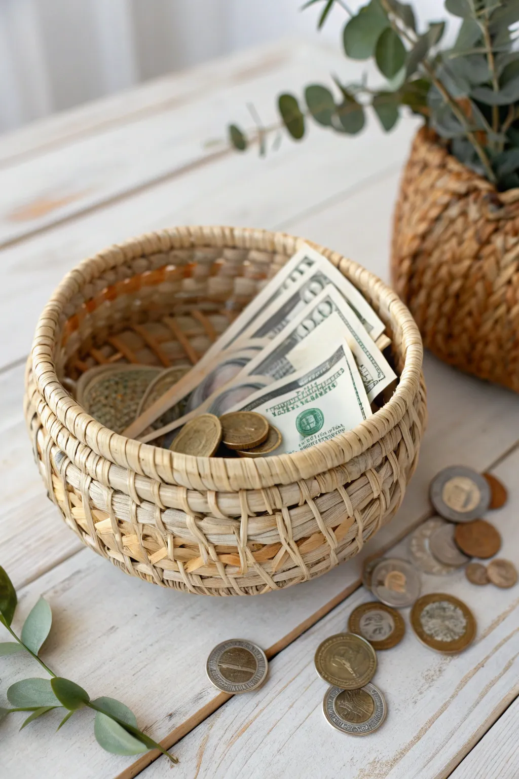 Embrace rustic elegance with a Woven Basket of Wealth, where simplicity meets sophistication.