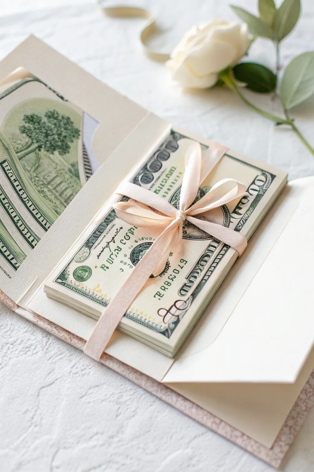 Ribbon Wrapped Riches: A touch of elegance and simplicity for a memorable birthday surprise.