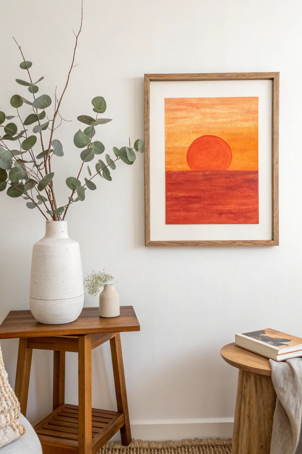 Embrace the warmth of a vibrant orange sunset with minimalist elegance.