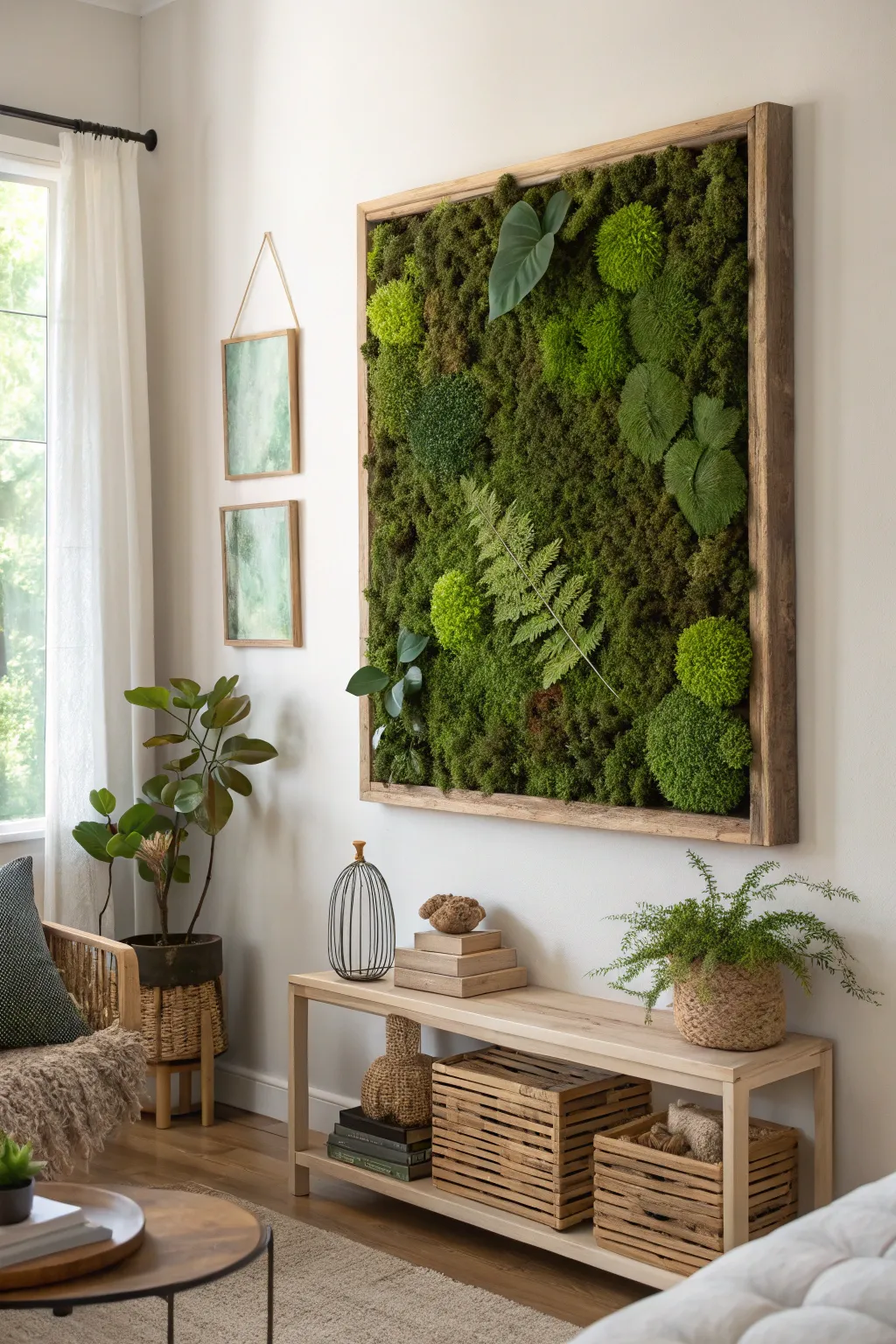 Bring nature indoors with this stunning moss wall art, perfect for adding a touch of organic elegance to your minimalist space.