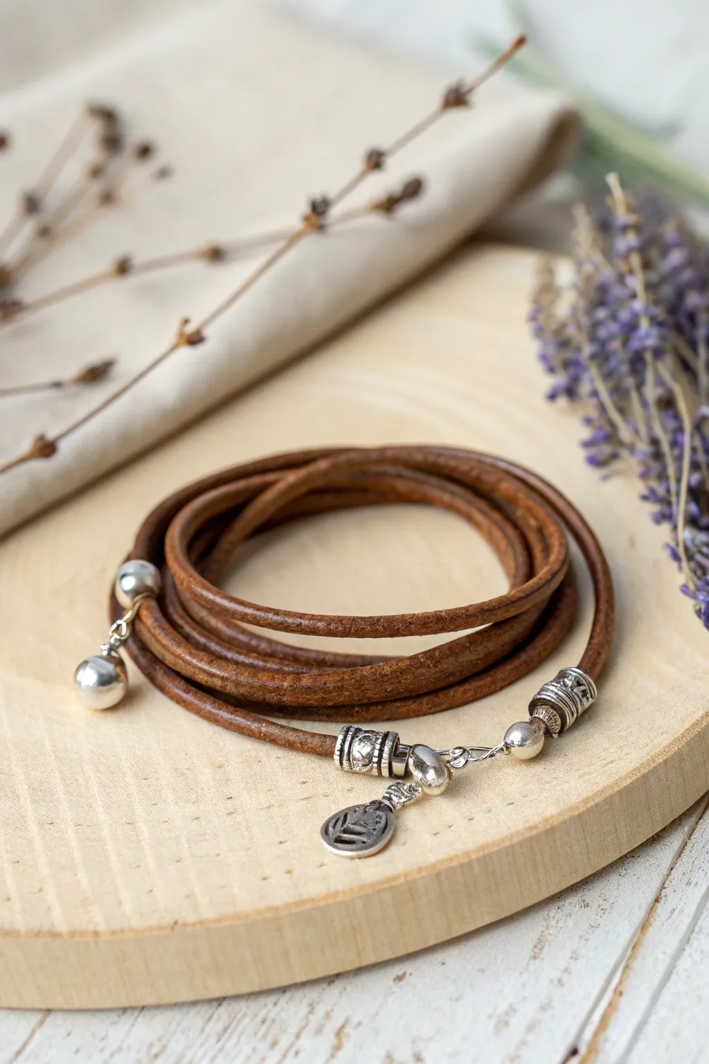 Embrace effortless style with this charming leather wrap bracelet, perfect for a Mother's Day gift.