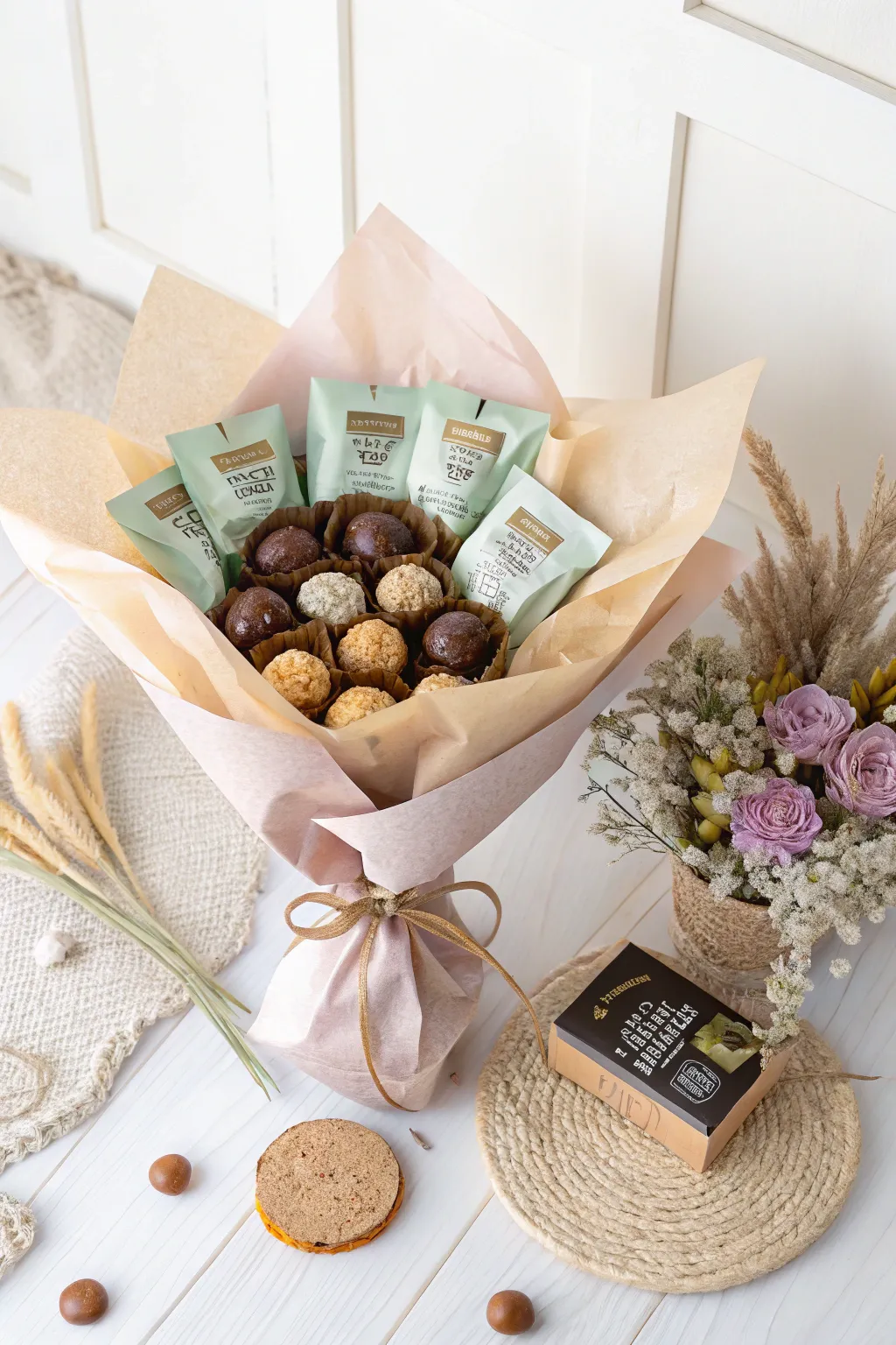 Indulge in a sweet caffeine hug this Mother's Day with a stunning candy and coffee bouquet.