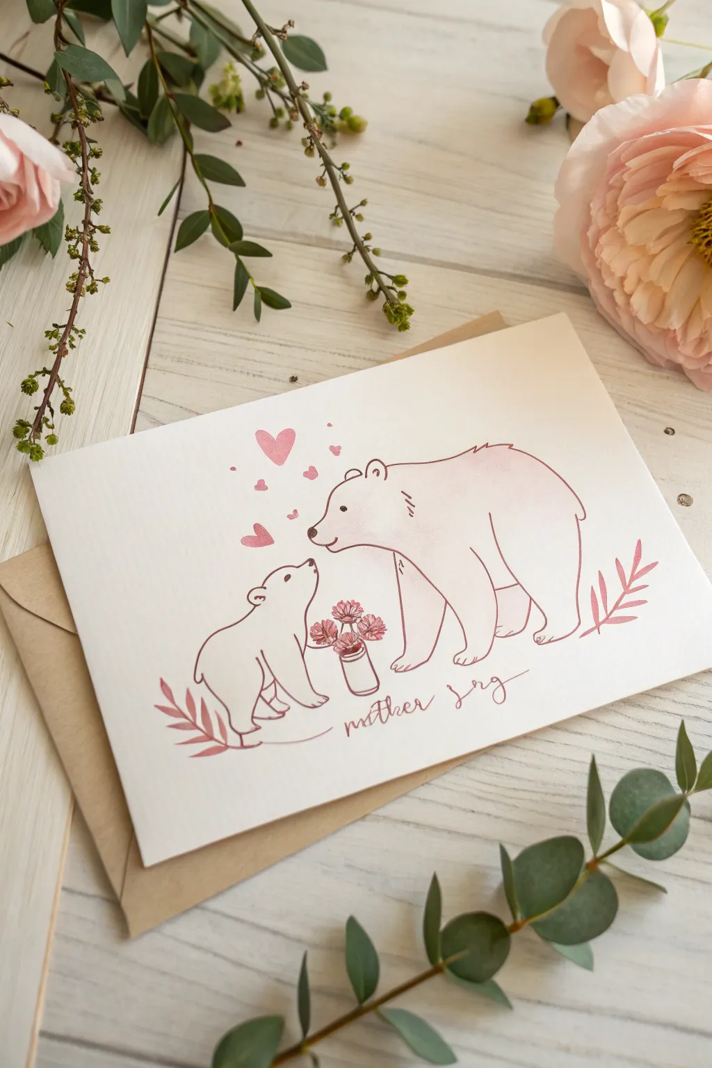 Celebrate the bond with minimalist art this Mother's Day. 💕🐻 #ScandiBoho #MothersDayCard