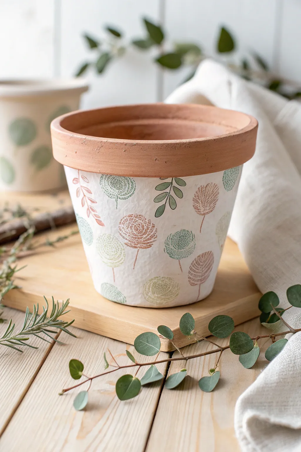 Add a personal touch to mom's garden with these charming fingerprint flower pots. Perfectly minimalist and naturally beautiful.