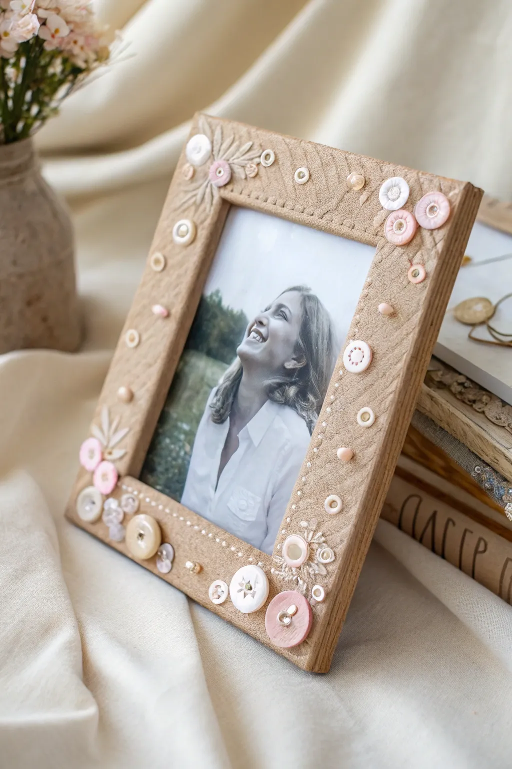 Crafted with love: A whimsical touch to Mother's Day with this boho-chic photo frame.