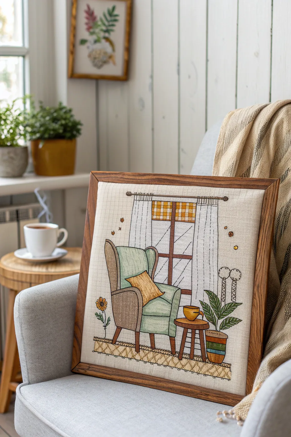 Transform your walls into a haven of warmth and style with this cozy needlepoint masterpiece.