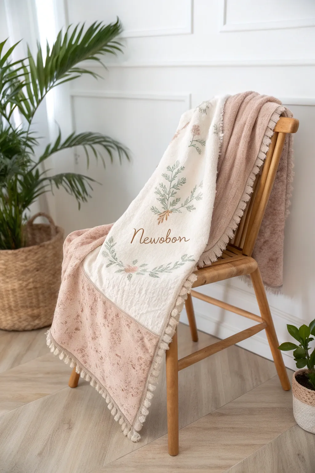 Wrap your newborn in love with a personalized touch. 🌿✨ #CustomBabyBlanket #ScandiBoho #NewbornCrafts