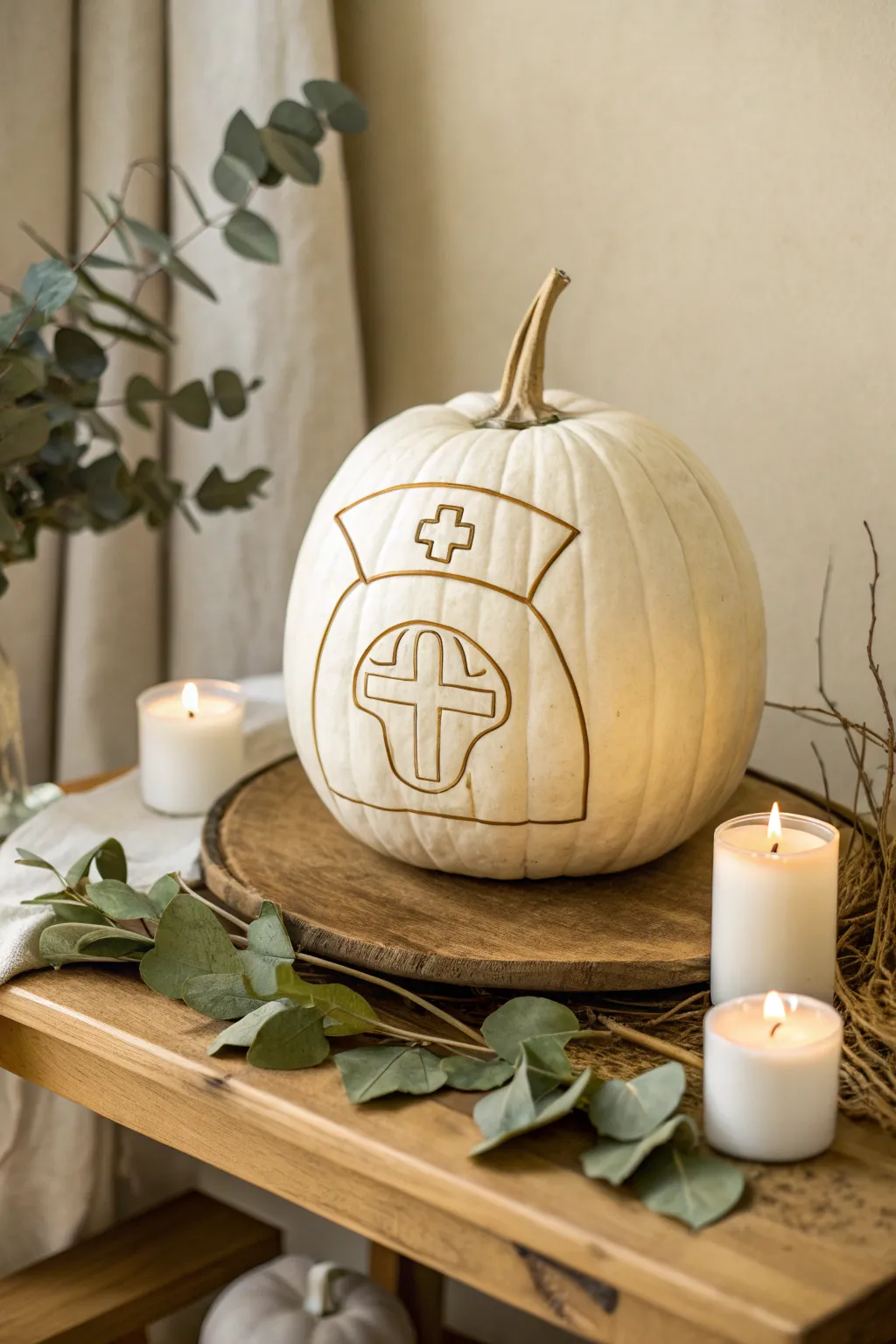 Celebrate your nursing pride with this charming nurse's cap pumpkin carving – a perfect blend of simplicity and style!