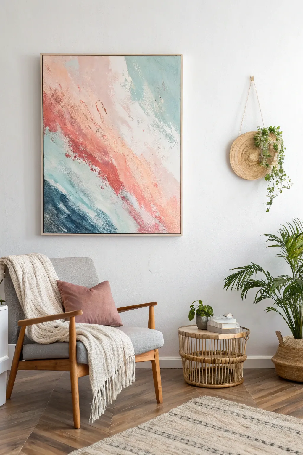 Unleash your creativity with abstract canvas art that adds a touch of elegance and personality to your minimalist space.
