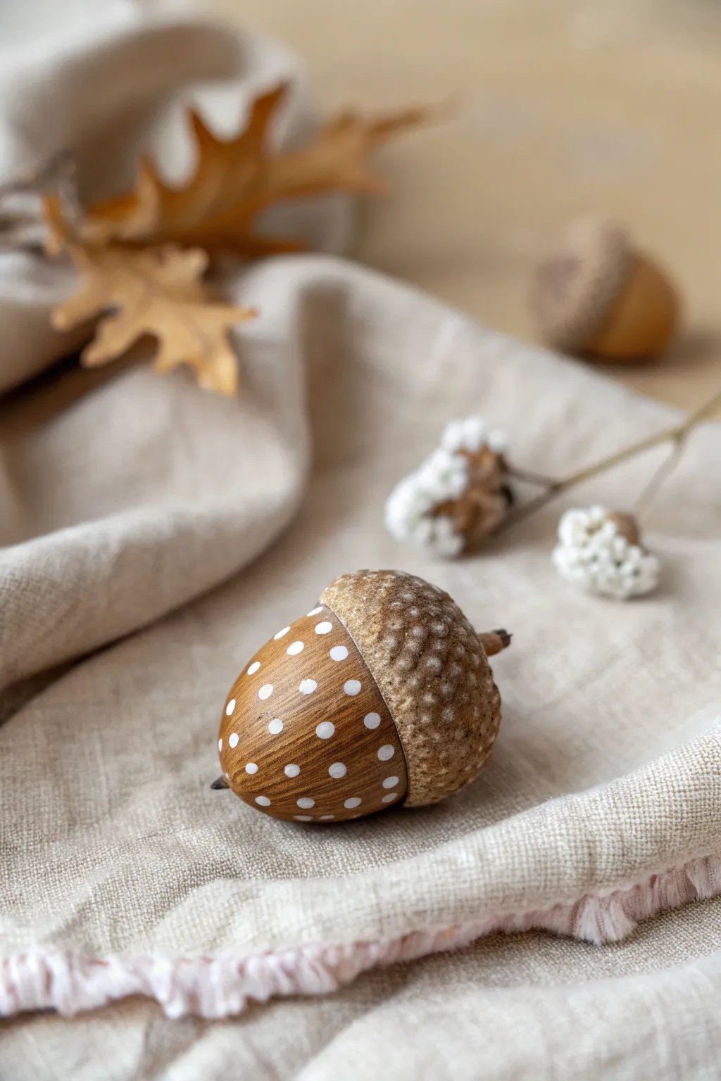 Whimsy in simplicity: Polka dot acorn magic!