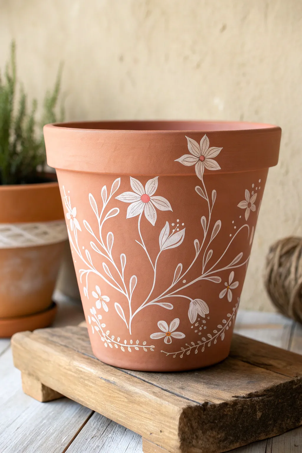 Embrace nature's artistry with hand-painted floral designs that bring your indoor garden to life.
