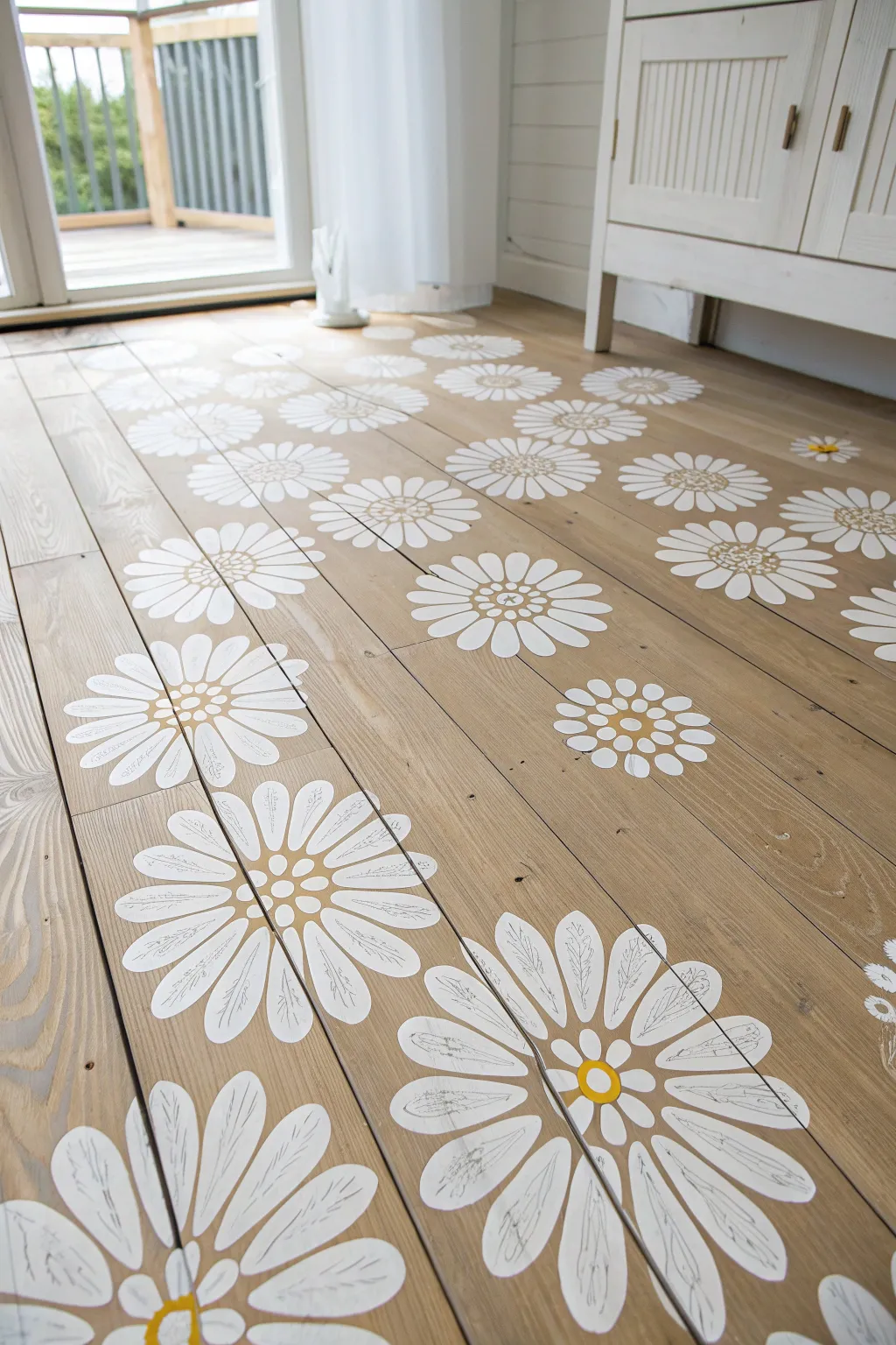 Transform your space with delicate daisy patterns for a serene, garden-like ambiance.