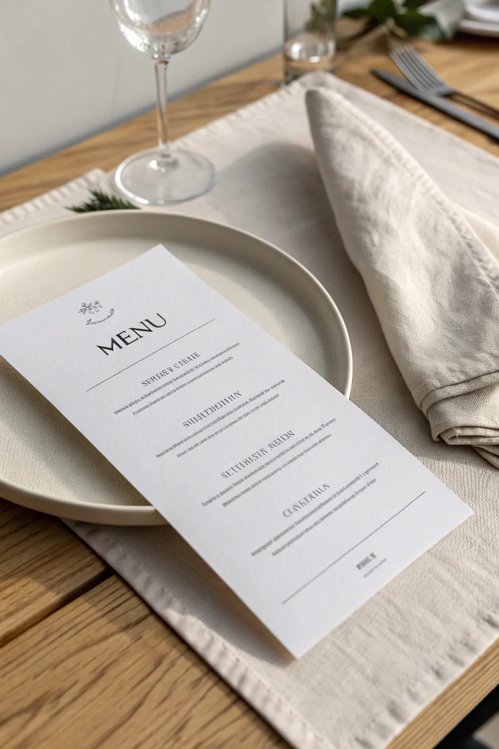 Elevate your dining experience with a modern and sleek menu design that speaks to simplicity and elegance.