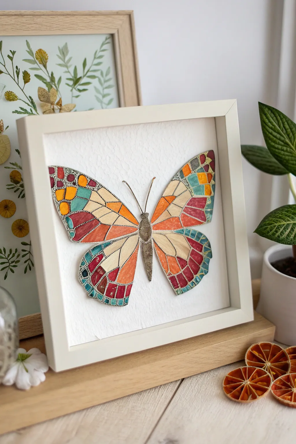 Embrace the art of simplicity and craftsmanship with this stunning paper mosaic butterfly, a perfect blend of Scandinavian minimalism and Boho elegance.