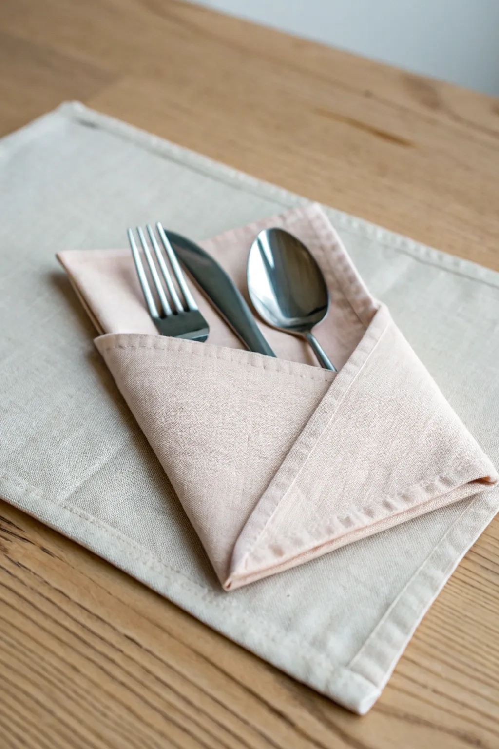 Elevate your table setting with this elegant pocket fold design, combining function with minimalist beauty.