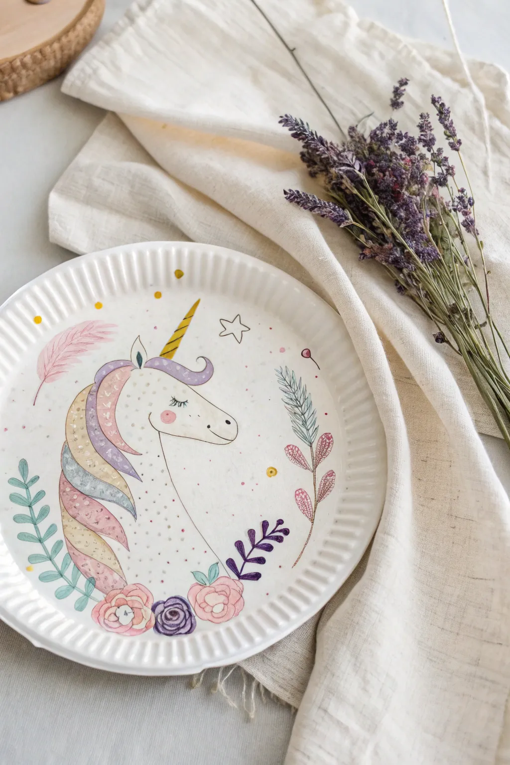 Unleash your imagination with this enchanting paper plate unicorn, a perfect blend of whimsy and elegance.