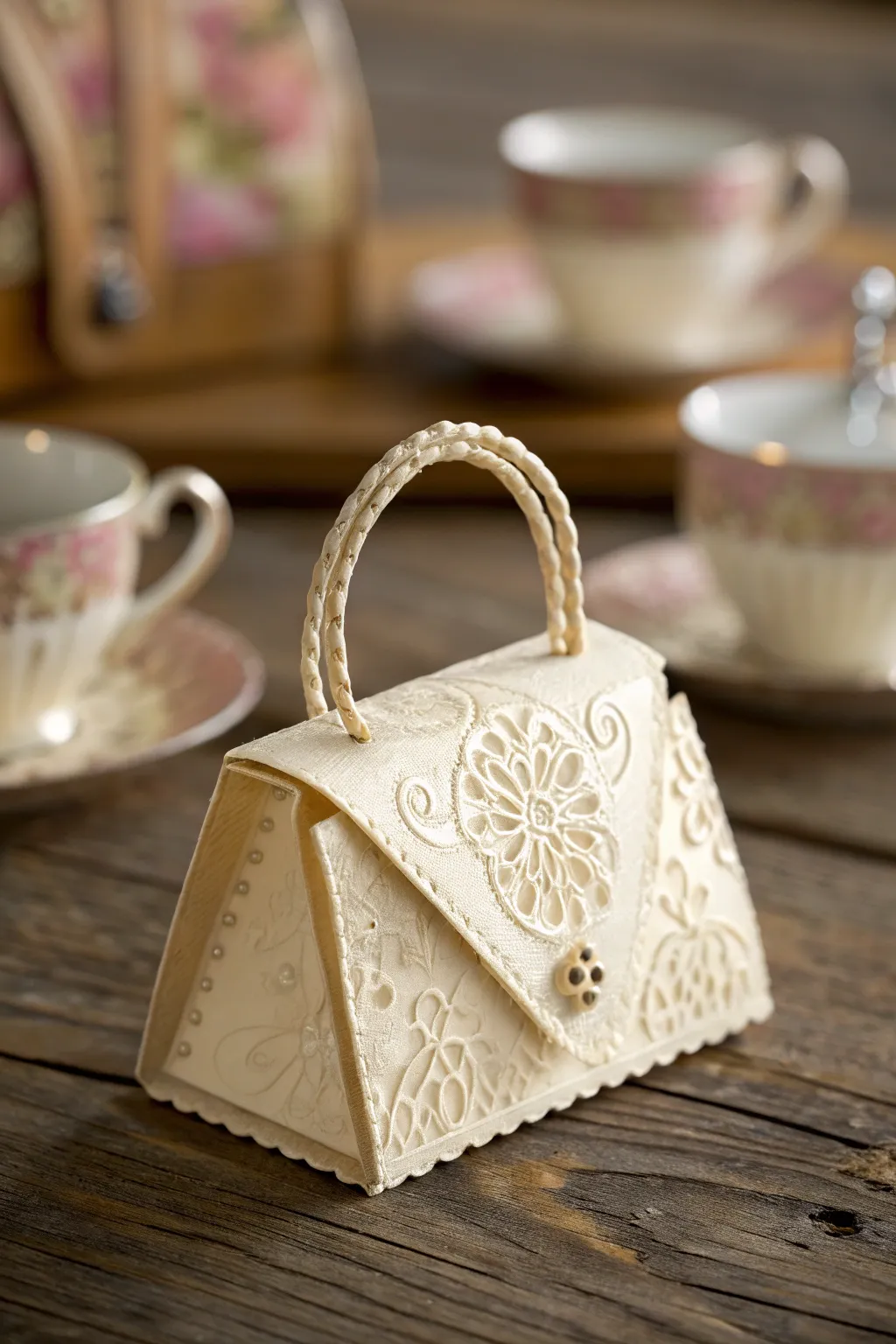 Charming and chic: A miniature paper purse perfect for your afternoon tea delights.