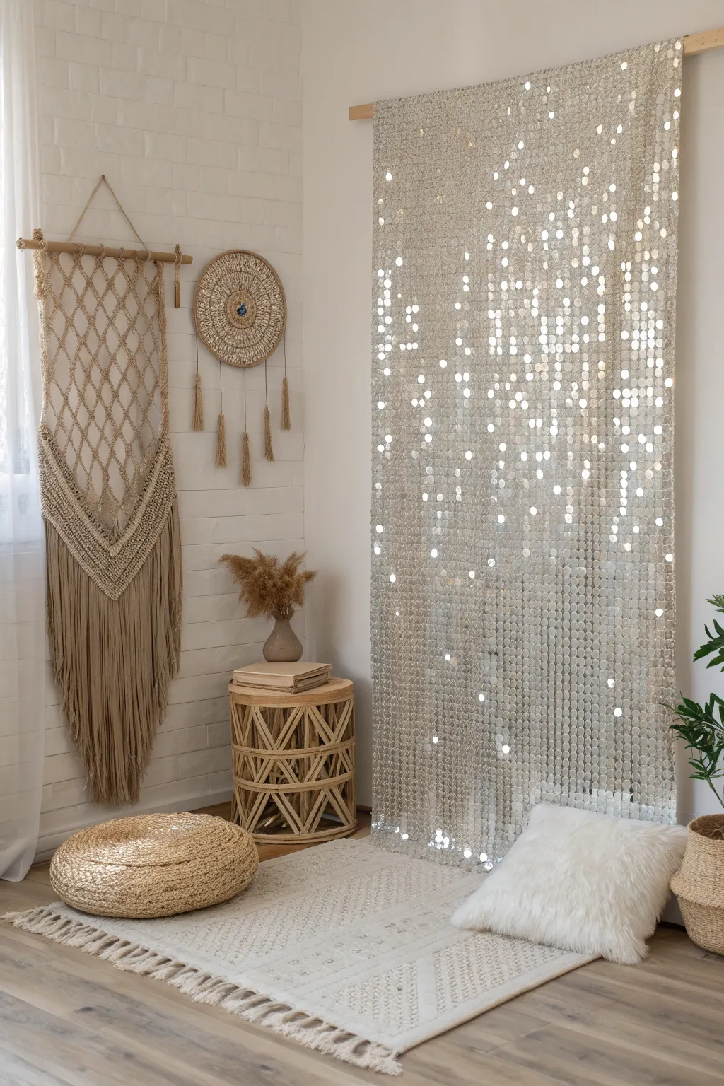 Add a touch of glamour to your party with a stunning sequin wall that dazzles with every flicker of light.