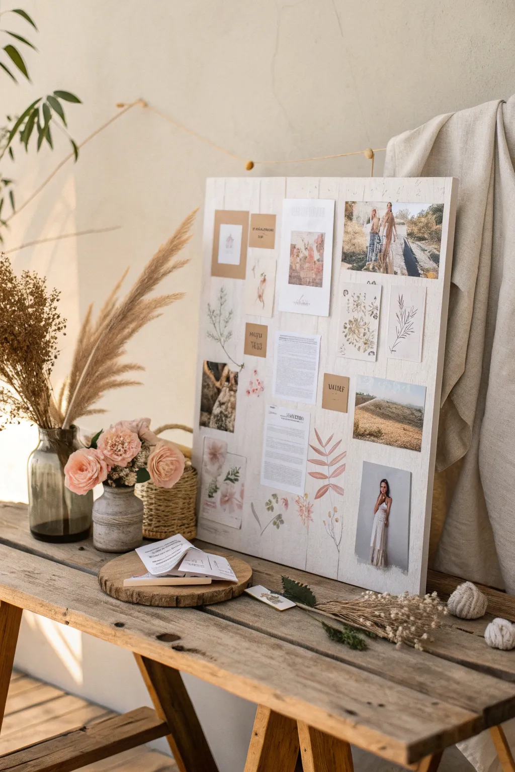 Craft your dreams into reality with a serene vision board that inspires your future self every day.