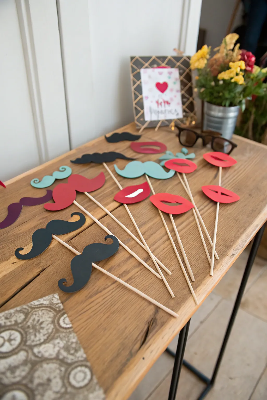 Mustache and lip props ready for some photo booth fun
