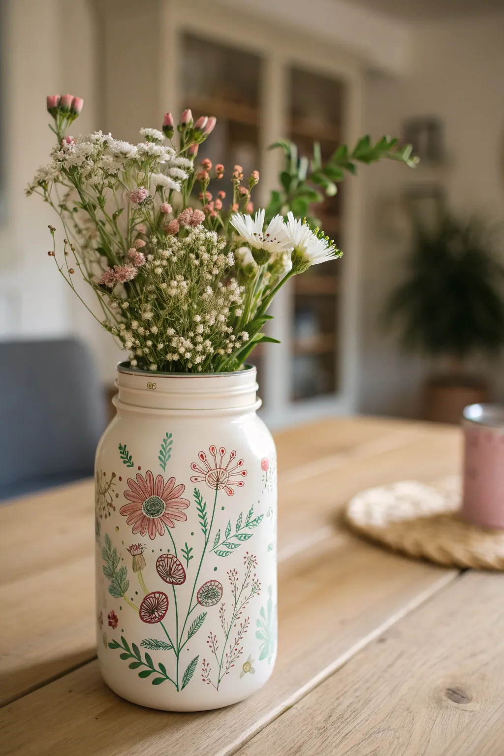 Transform your jar into a Floral Delight Vase for a touch of natural beauty.