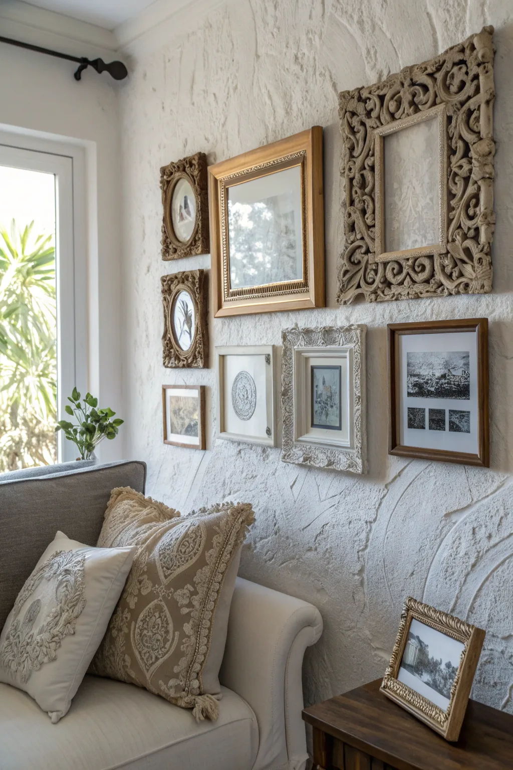 Craft your own story with eclectic frame arrangements that blend vintage charm and modern simplicity.