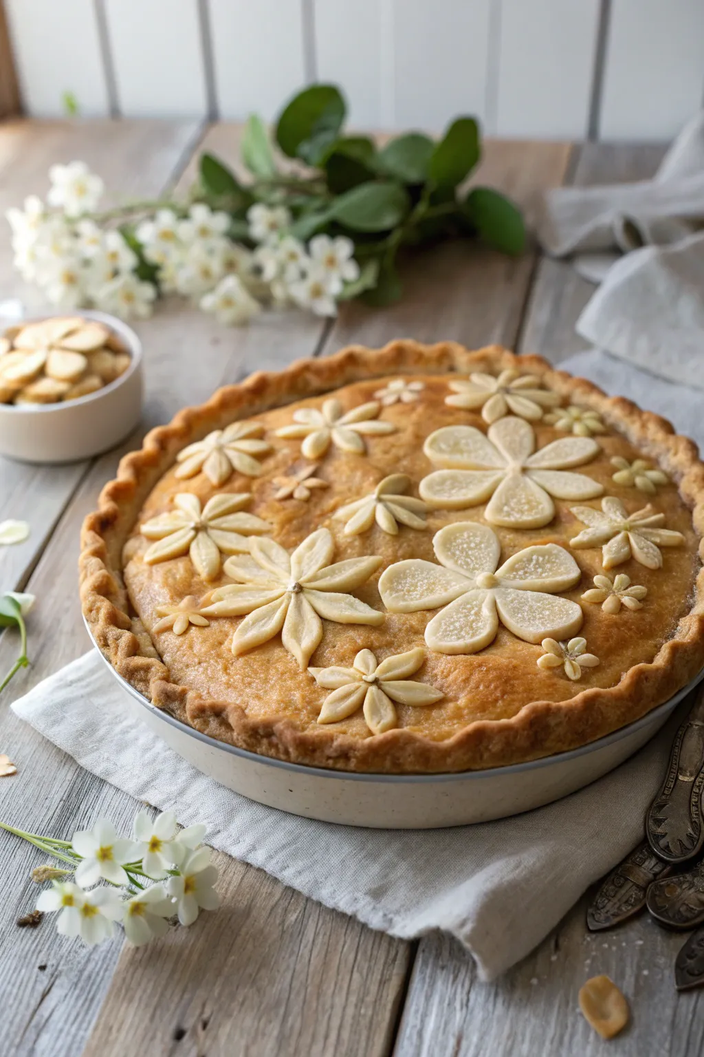 Bring spring to your table with this stunning floral pie design. 🌸✨ #BakingArt #ScandiBoho