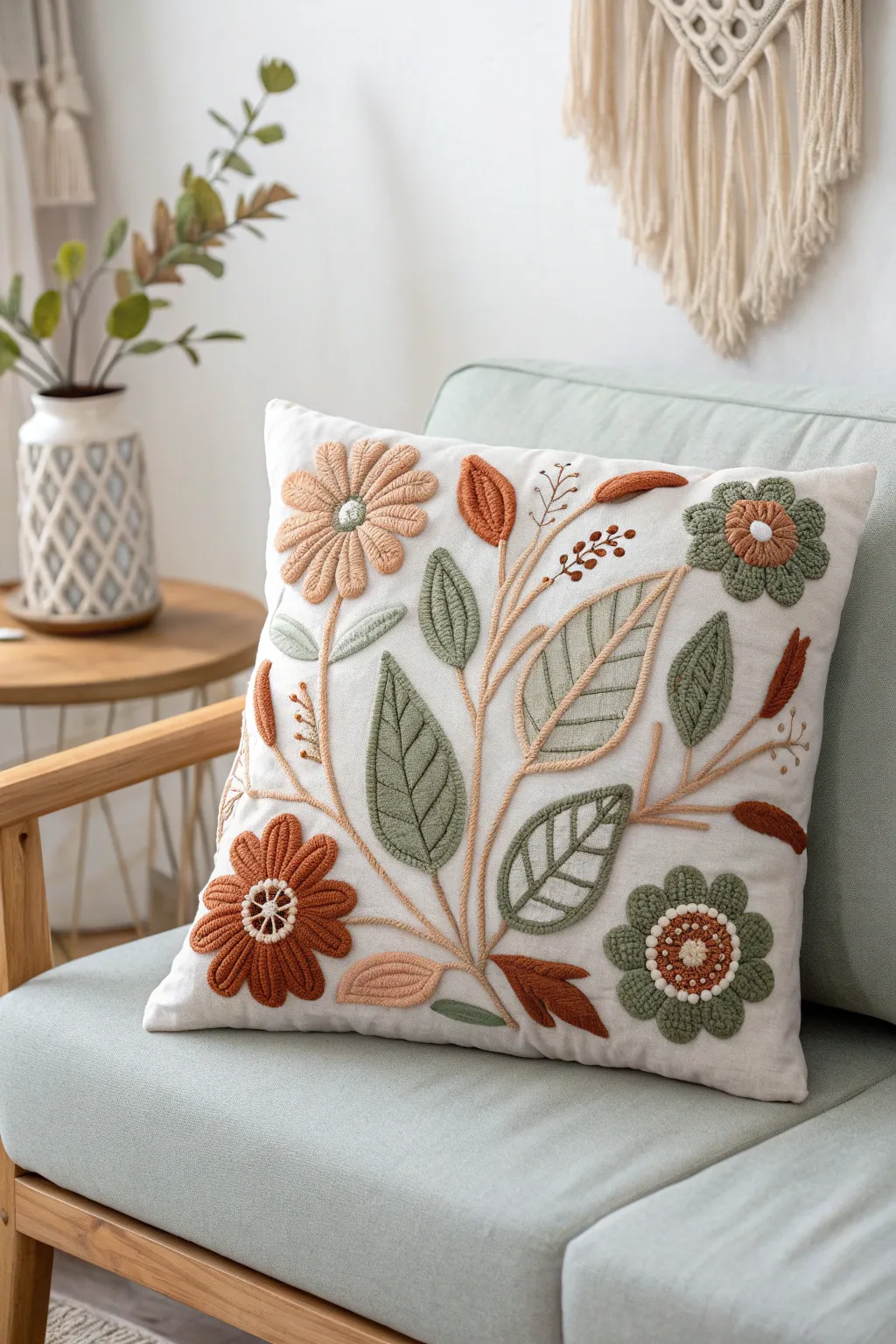 Add a touch of nature and craftsmanship to your home with felt appliqué pillows.