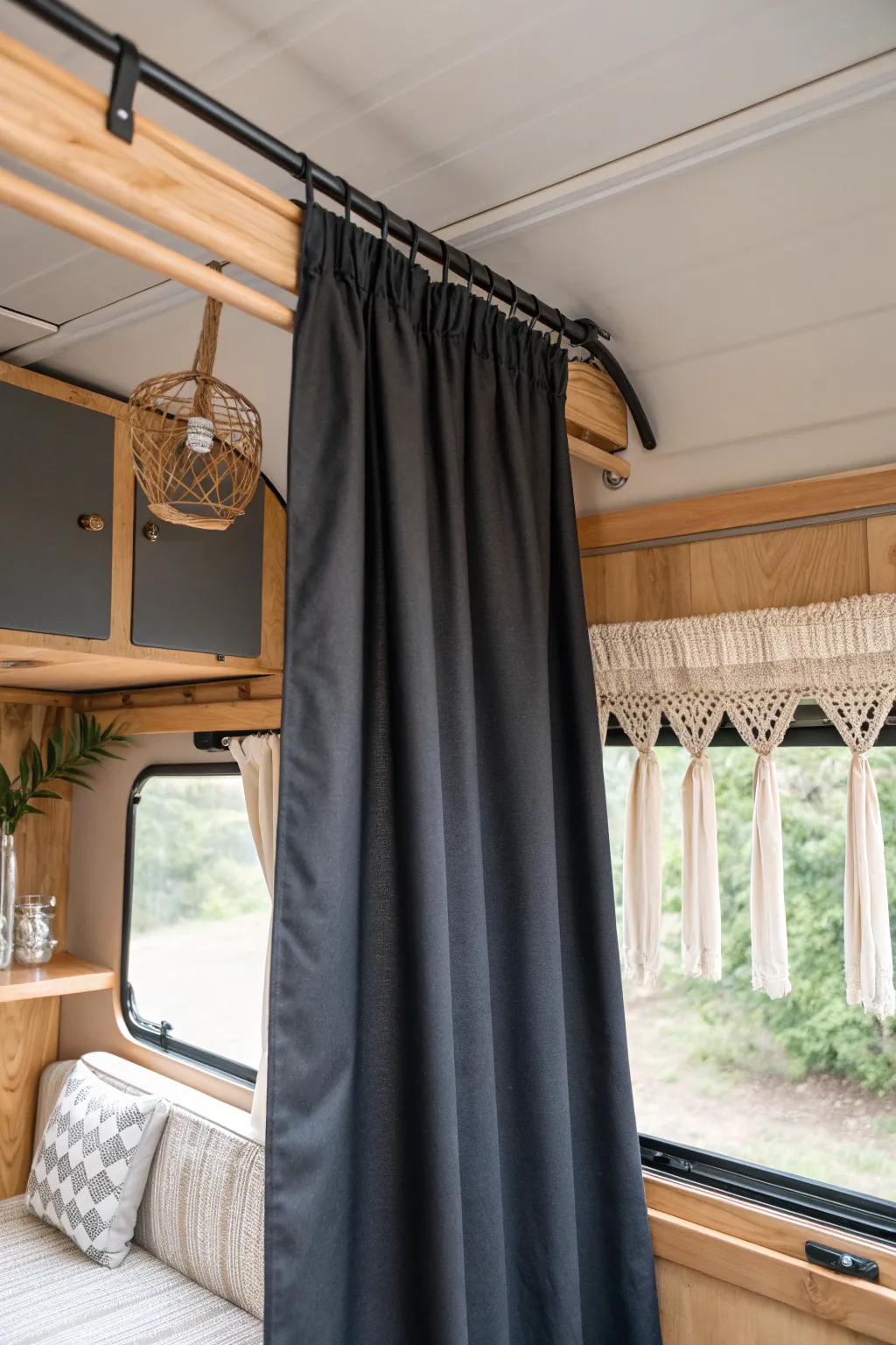 Sleep in style with handcrafted blackout curtains, blending Scandinavian simplicity with Boho charm.