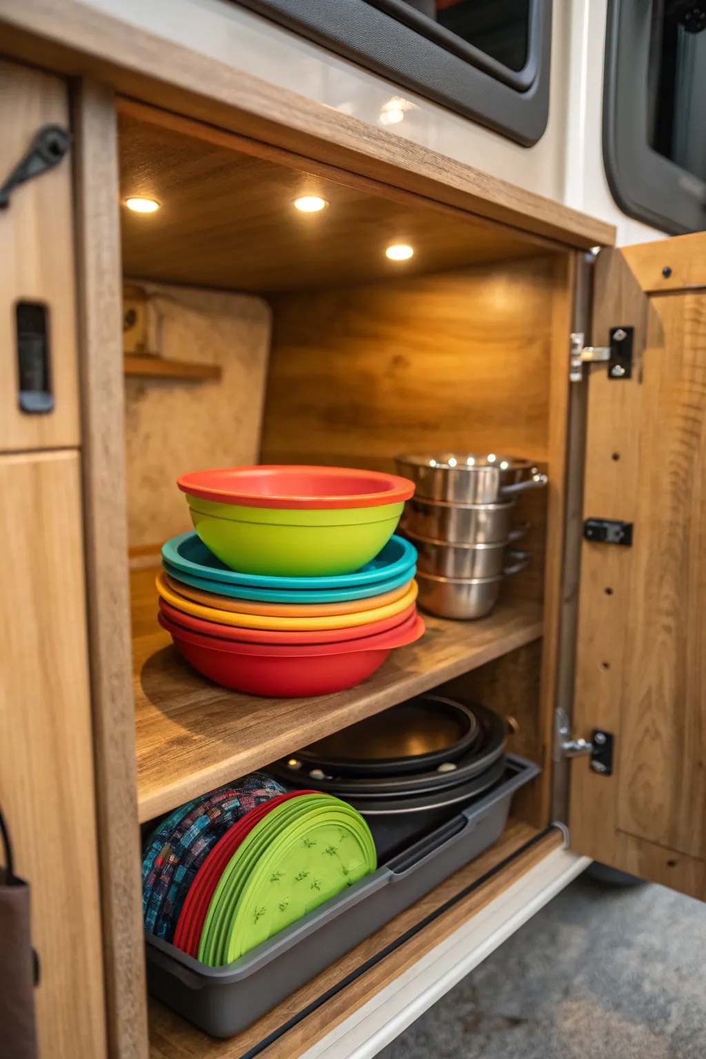 Maximize your camper's space with stylish collapsible kitchen gear.