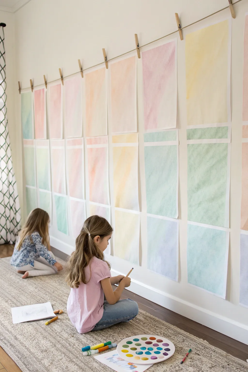 A beautiful blend of young creativity in a Scandinavian-inspired mural. Where little hands and big hearts create art together. 🌿🎨