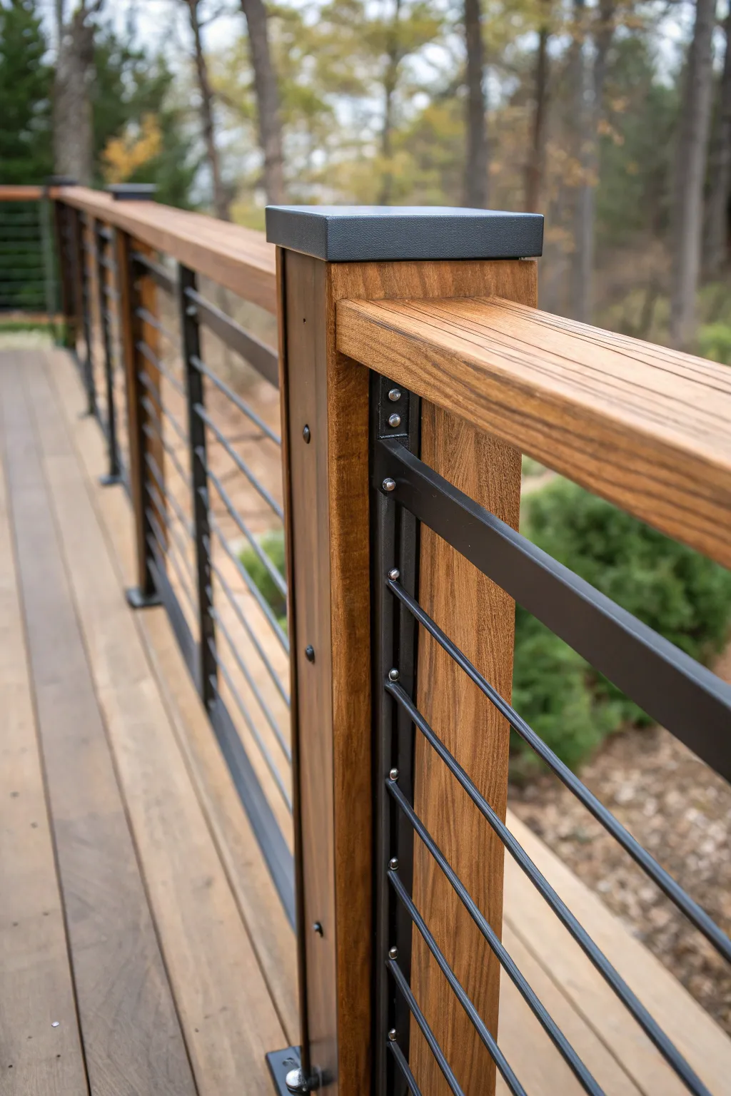 Elevate your outdoor space with the perfect blend of rustic wood and modern metal.