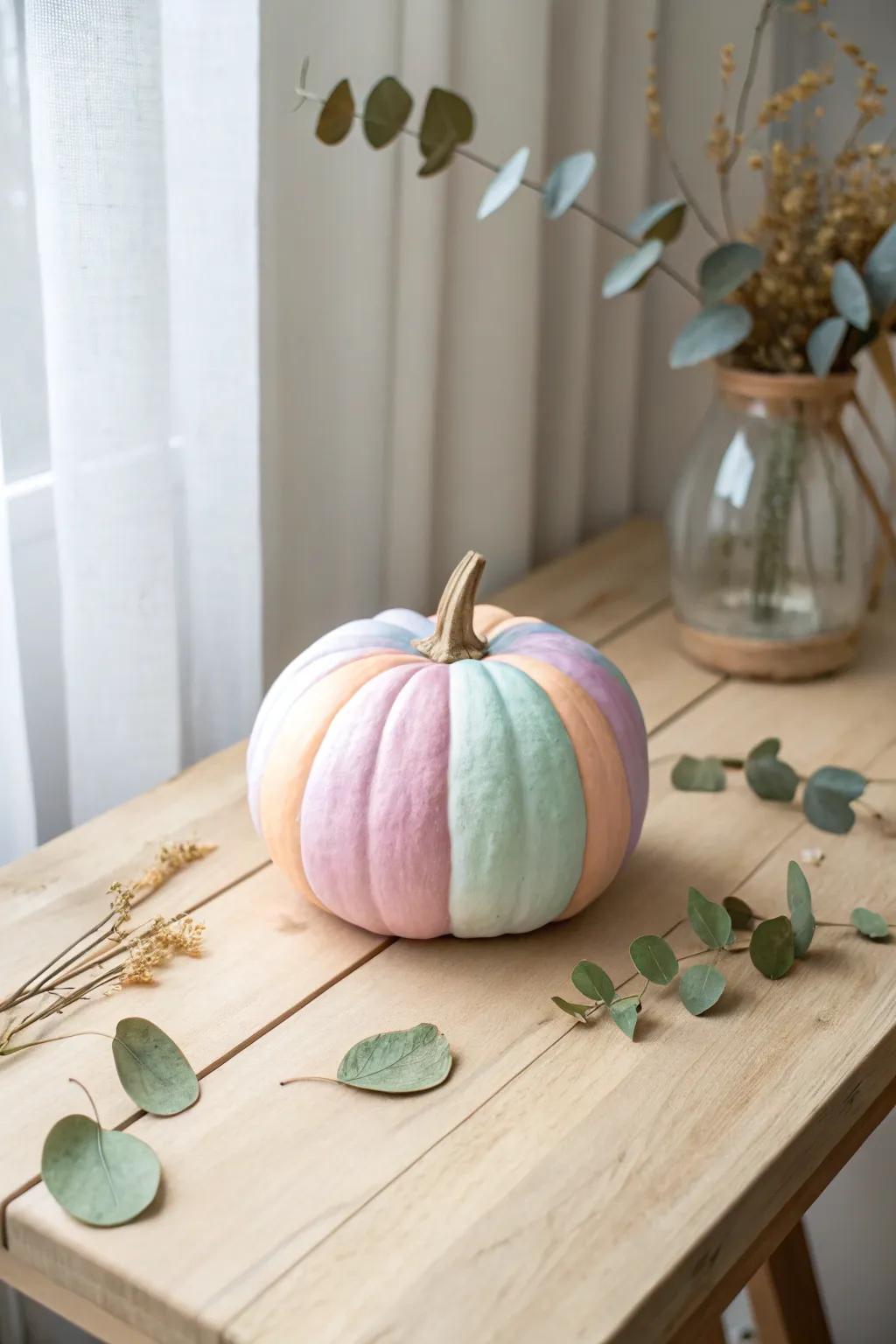 Embrace autumn with a touch of pastel charm. This rainbow pumpkin brings joy and elegance to any space!