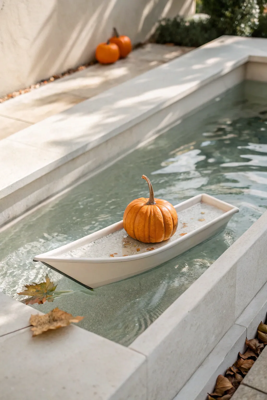 Embrace the magic of simplicity with these charming floating pumpkin boats.
