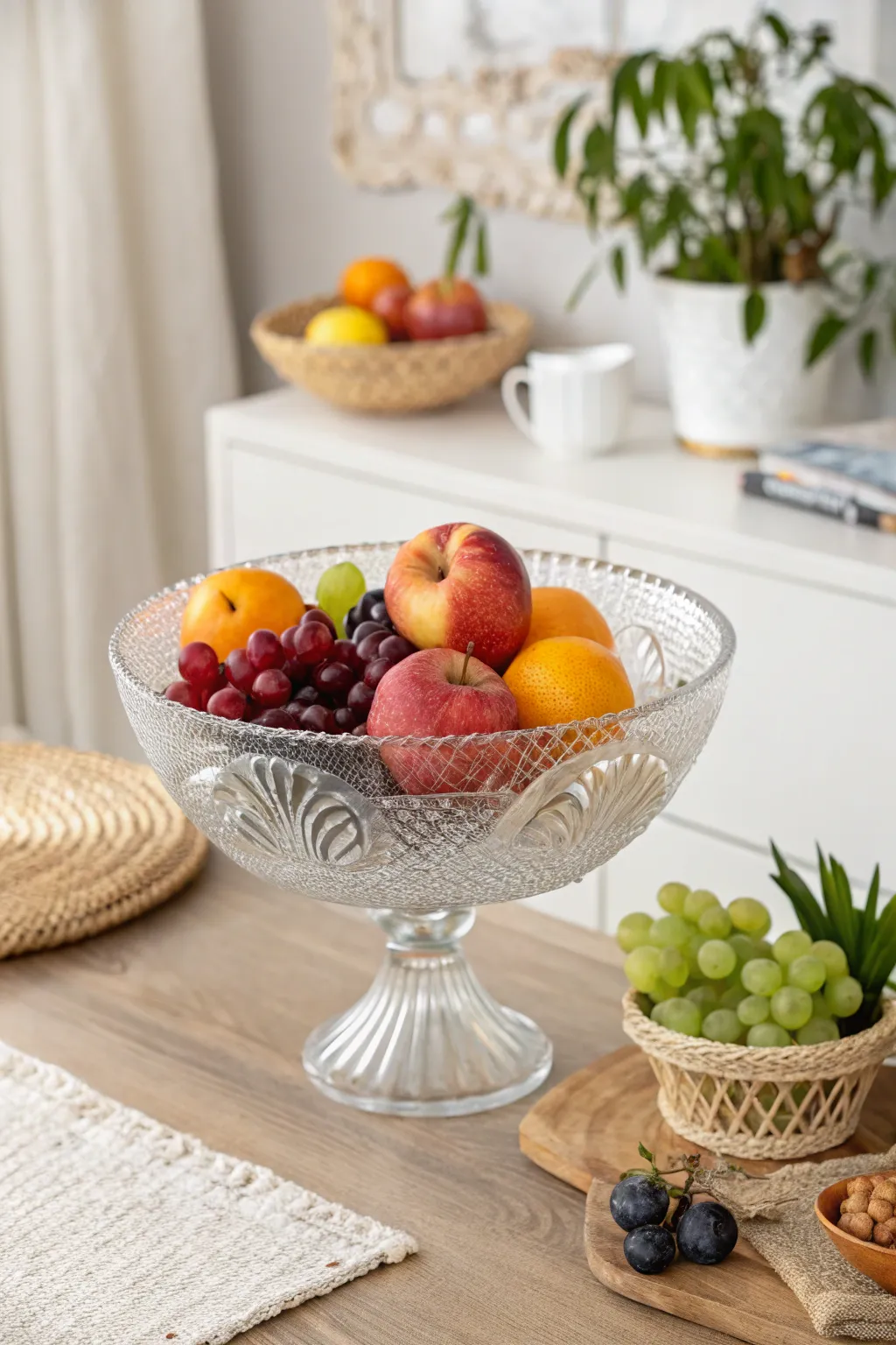 Elevate your kitchen decor with a vintage-inspired fruit bowl that blends Scandinavian minimalism with boho elegance.