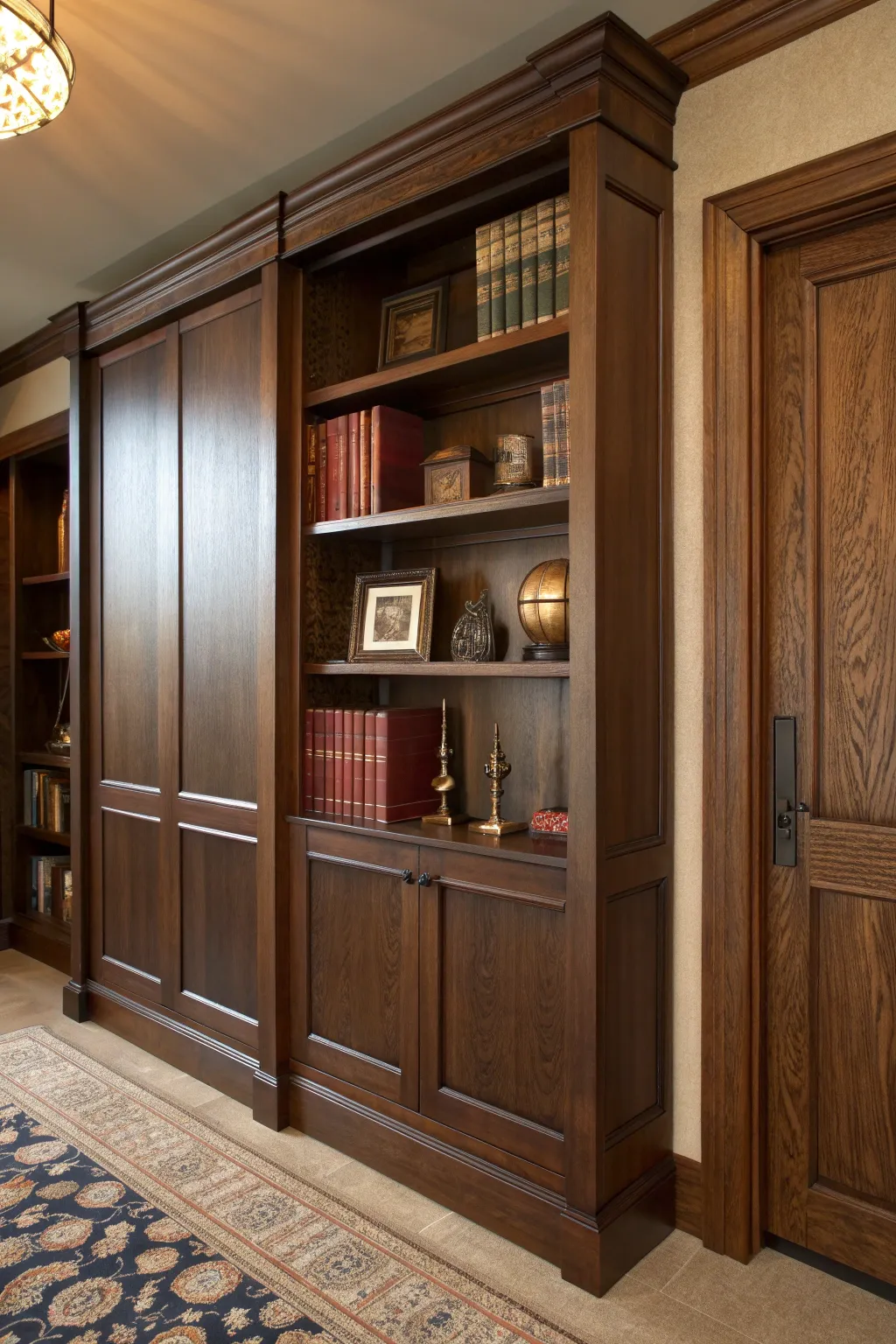 Unveil the secrets of your library with handcrafted sliding bookshelf panels.