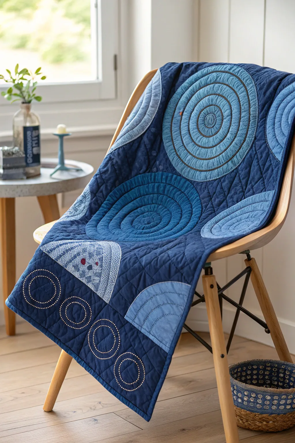 Unravel the mystery of elegance with this Clue-inspired quilt – a perfect blend of vibrant blues and intricate design.
